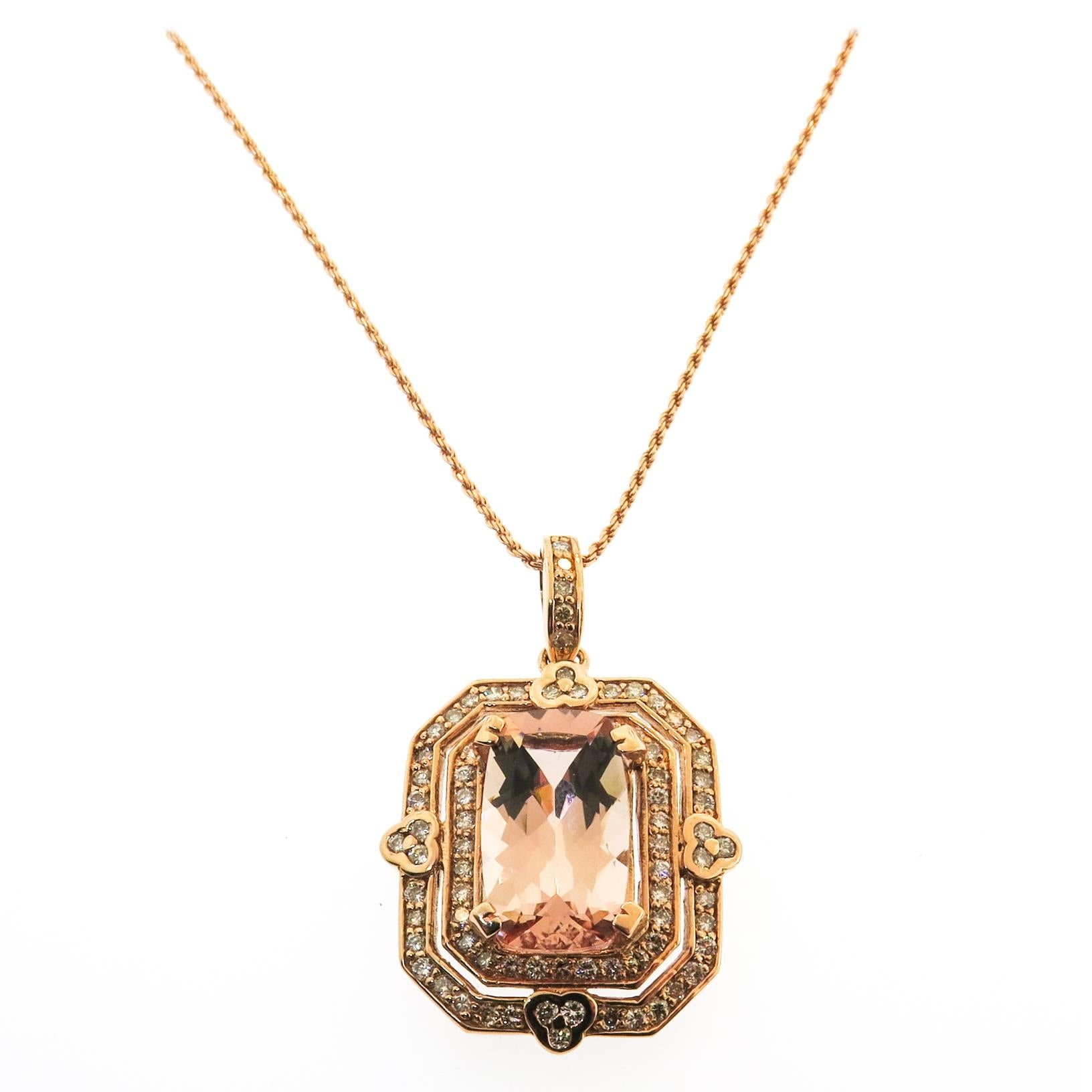 Morganite Diamond Rose Gold Necklace