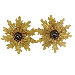 Buccellati Large Gold Thistle Flower Earrings