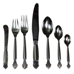 Georg Jensen Sterling Silver Seven-piece Flatware Service for Ten in Acanthus
