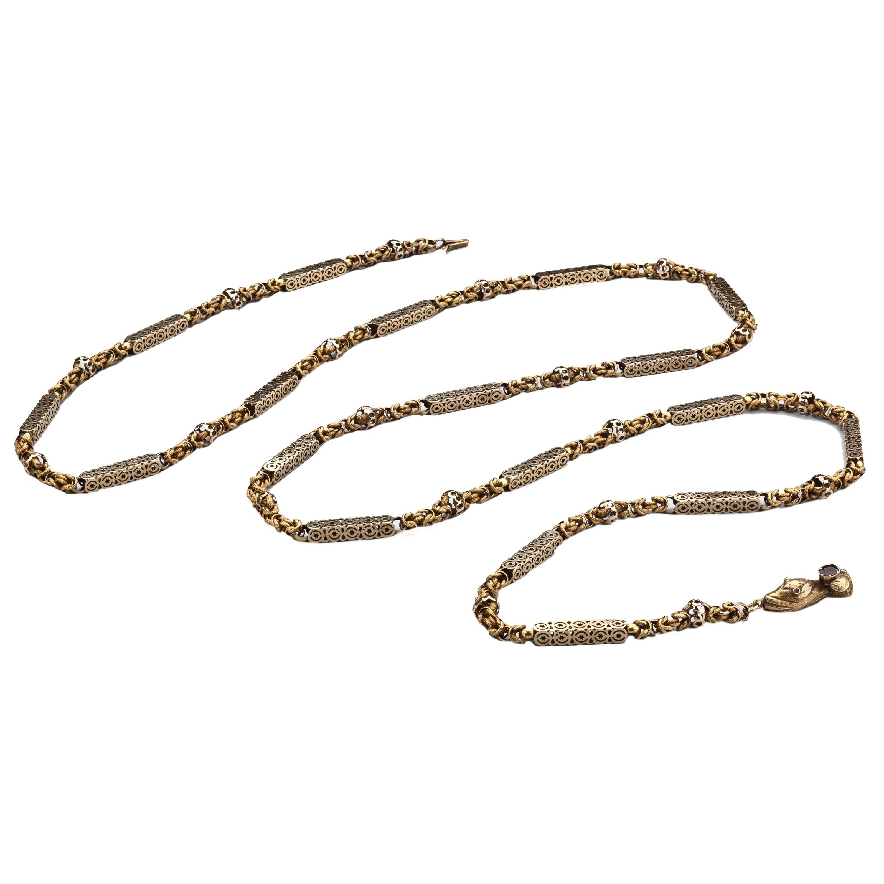 1850s Antique Gold Snake Chain For Sale