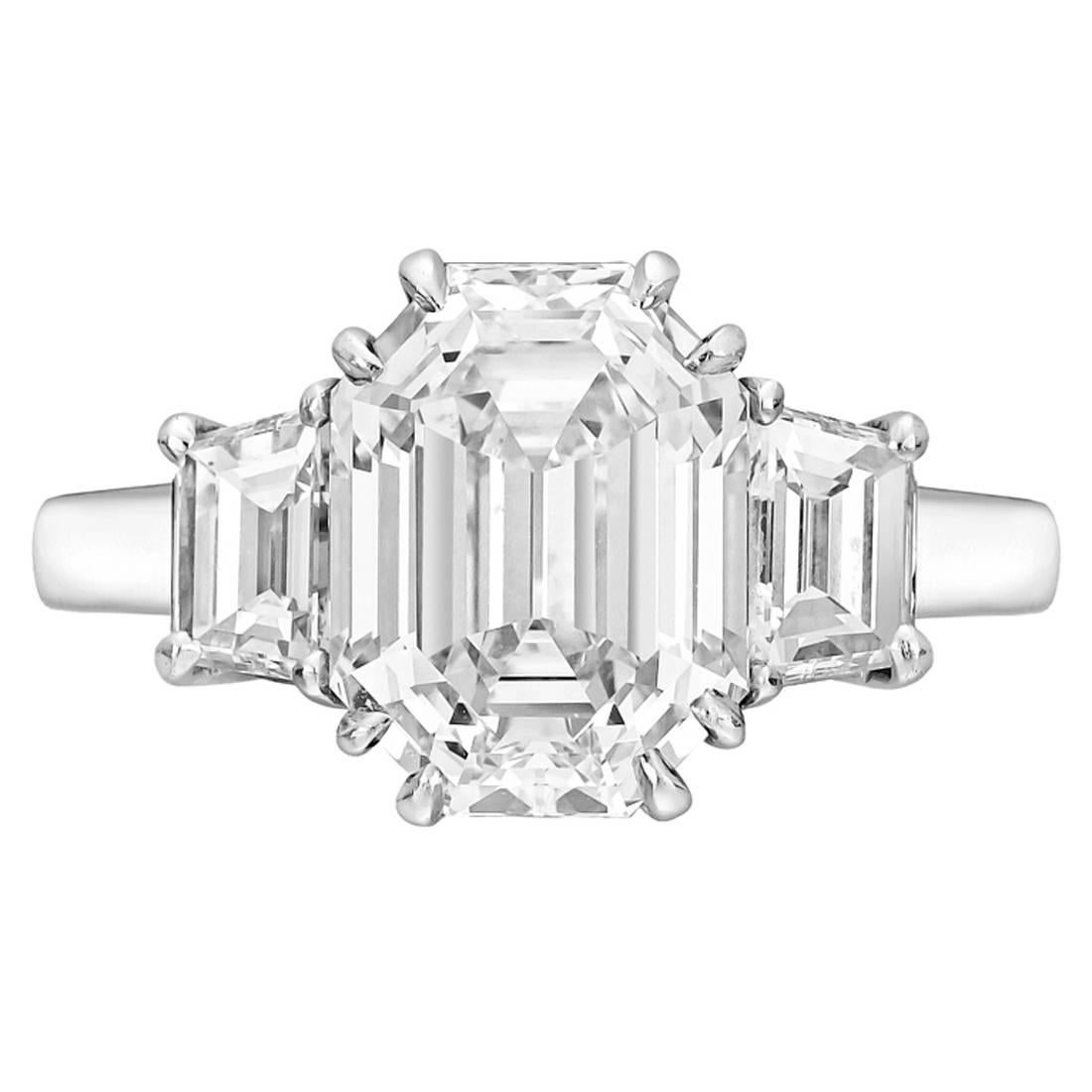5.33 Carat Emerald-Cut Diamond Platinum Ring