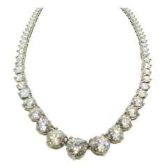 Large Diamond Gold Graduated Riviere Necklace