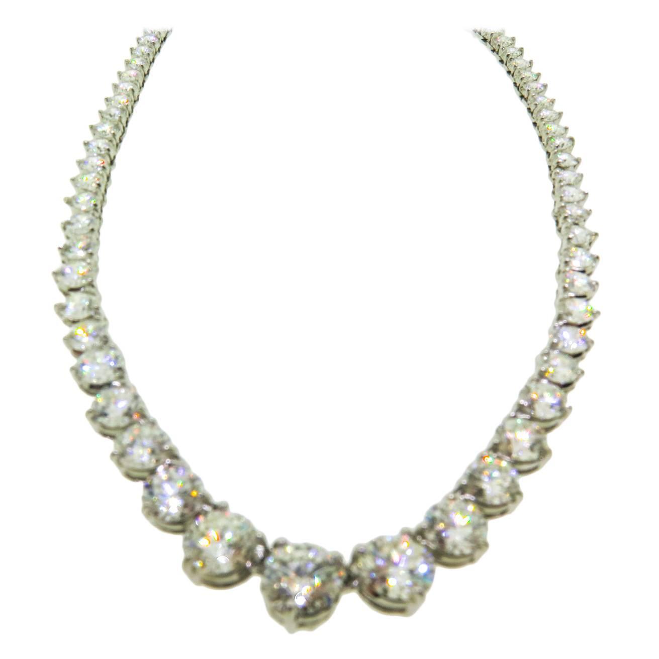 Large Diamond Gold Graduated Riviere Necklace at 1stdibs