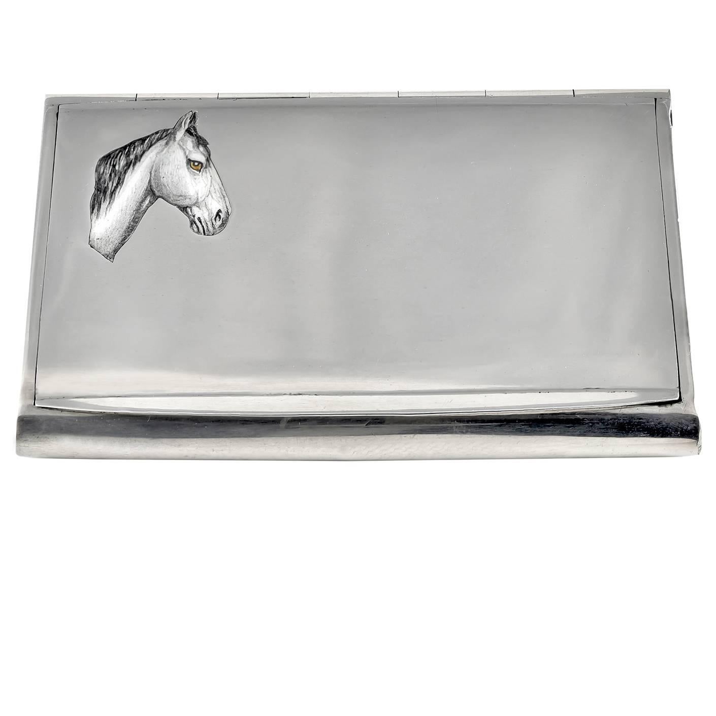 Antique Sterling Silver Horse Case For Sale