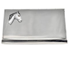 Étui à chevaux ancien en argent sterling