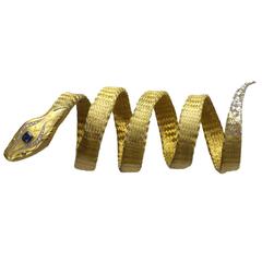 Victorian Sapphire Emerald Diamond Gold Snake bracelet 