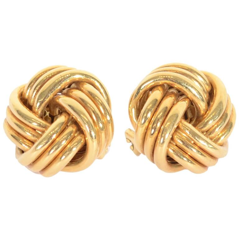 Gold Knot Earrings at 1stdibs