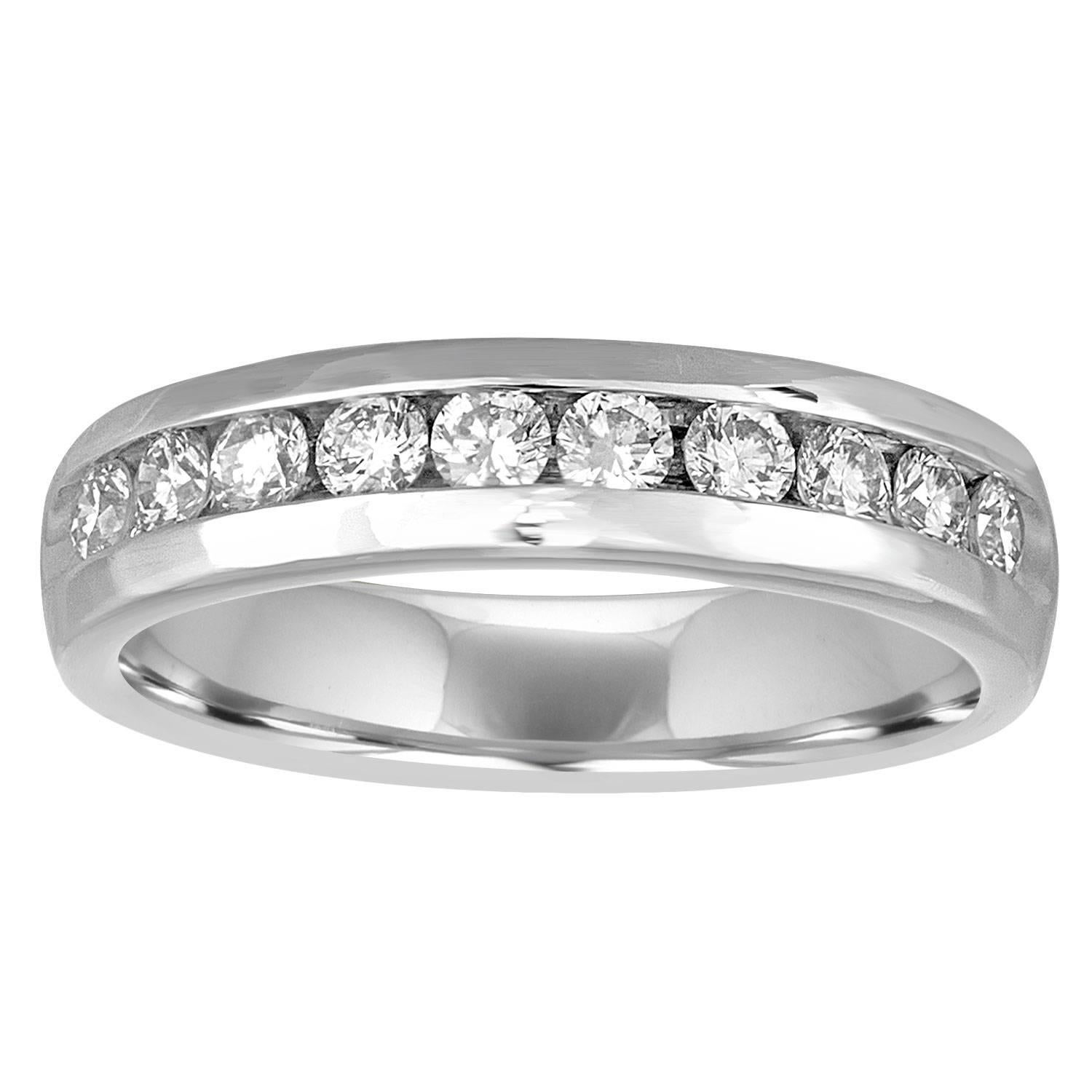 1.00 Carat Men's Diamond Platinum Wedding Band Ring For Sale