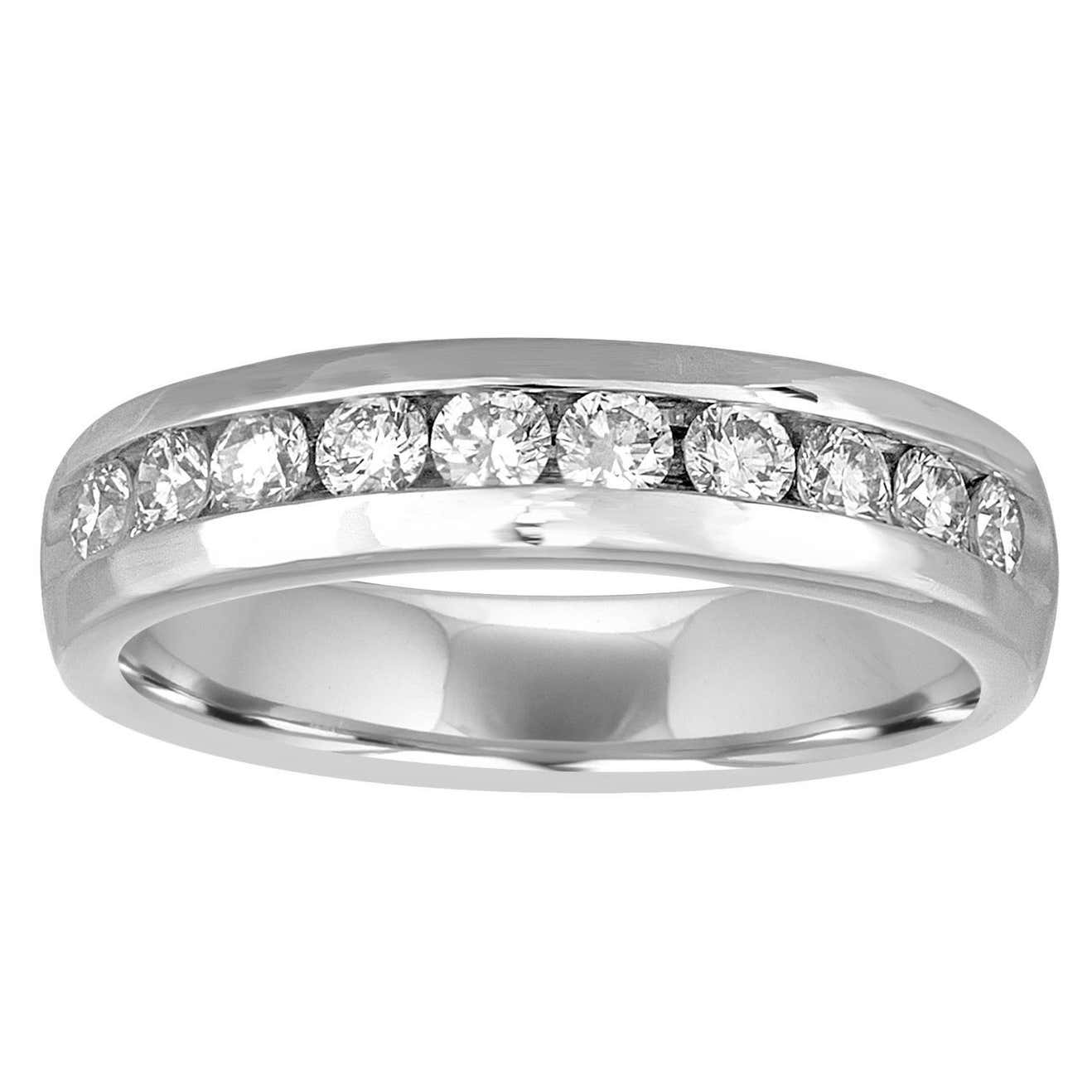 1.00 Carat Men's Diamond Platinum Wedding Band Ring For