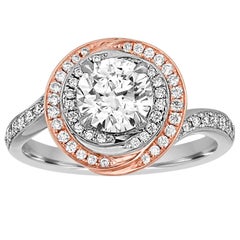 GIA Certified 1.05 Carat F VS2 Diamond Two Color Gold Engagement Ring