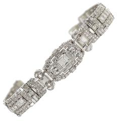 Fine Art Deco Diamond Platinum Bracelet 