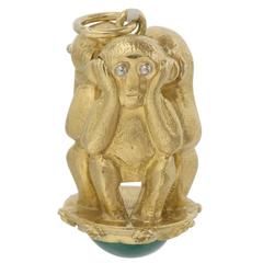 Gold Three Wise Monkeys Charm