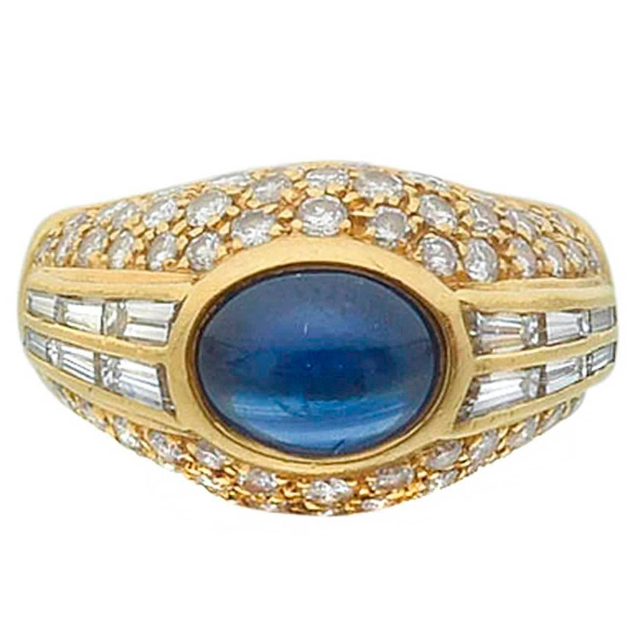 Cartier Sapphire Diamond Gold Gypsy Ring at 1stdibs
