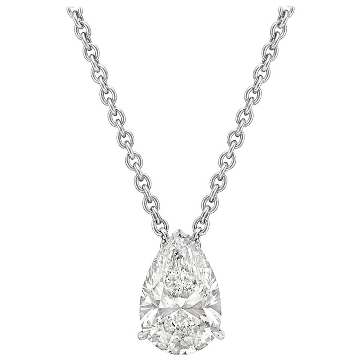 Betteridge 4 Karat birnenförmiger Diamant Solitaire Platin-Anhänger