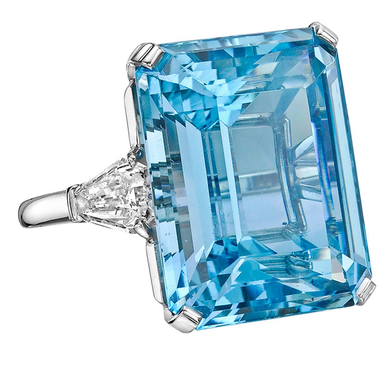 Betteridge 24.07 Carat ​Aquamarine Diamond Platinum Ring