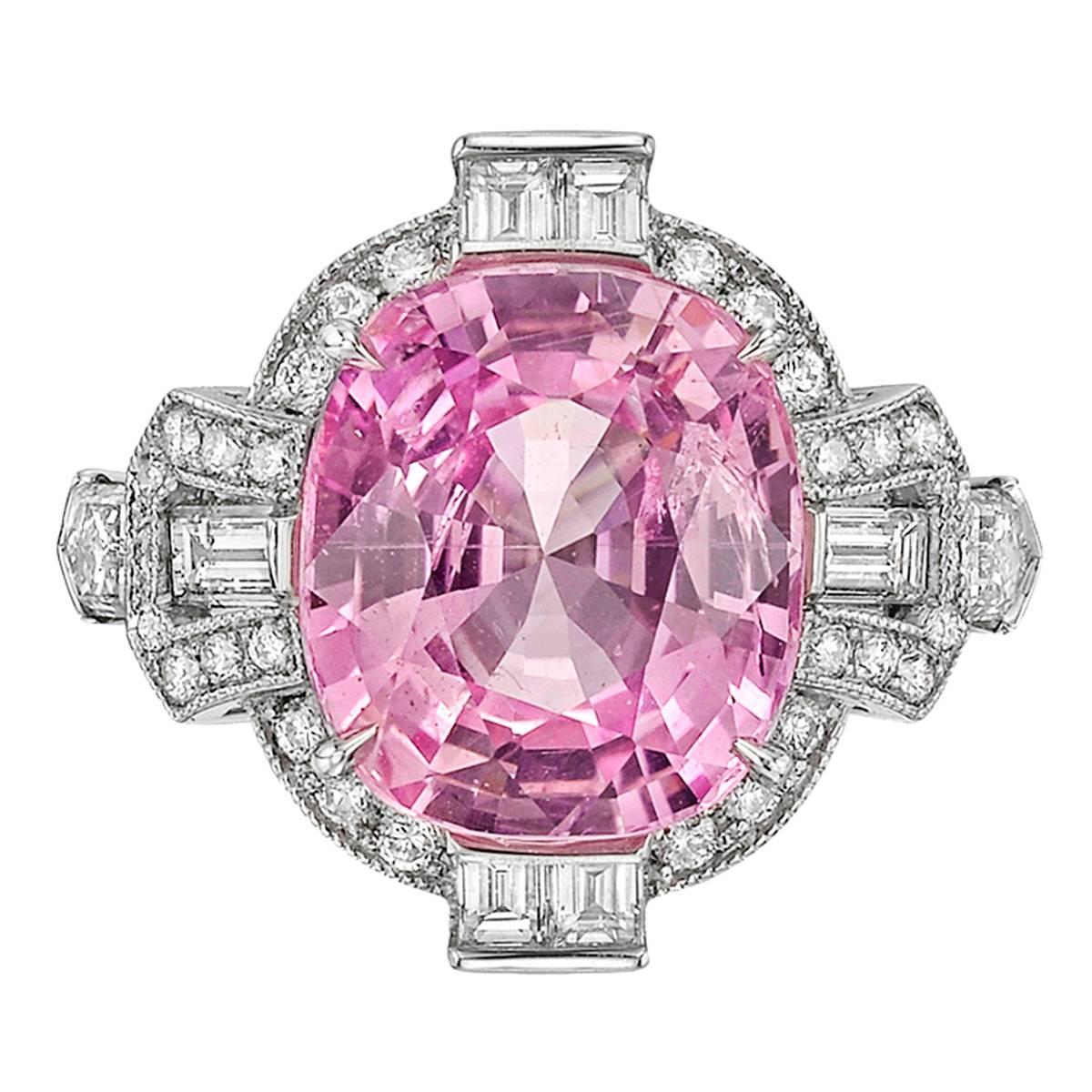 Raymond C. Yard 6.22 Carat Pink Sapphire Diamond Platinum Ring