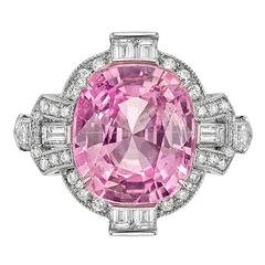 Raymond C. Yard 6.22 Carat Pink Sapphire Diamond Platinum Ring