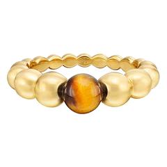 Van Cleef & Arpels Tiger's Eye Gold Perlée Ring 11