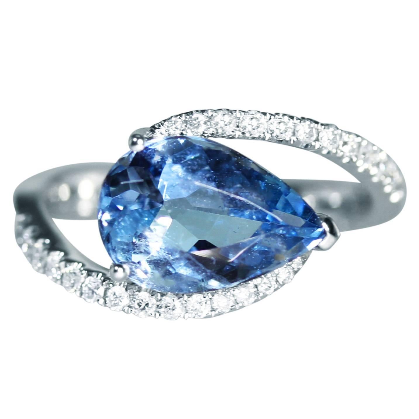 Aquamarine Diamond Gold Ring