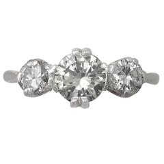 1.29Ct Diamond and Platinum Trilogy Ring - Vintage Circa 1950 4