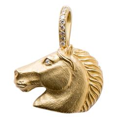 Diamond Gold Horse Head Pendant