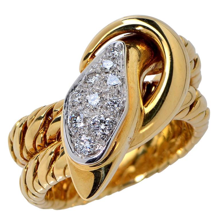 Pomellato Diamond Gold Snake Ring at 1stDibs