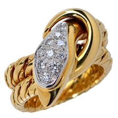 Pomellato Diamond Gold Snake Ring