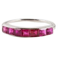 Art Deco French Cut Ruby Platinum Ring