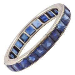 Vintage Sapphire Gold Eternity Band Ring