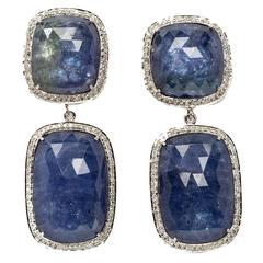 Beautiful Tanzanite Diamond Gold Earrings 8