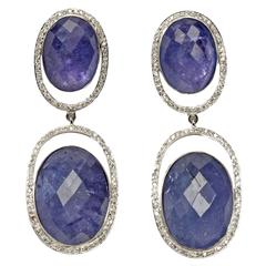 Splendid Tanzanite Diamond Gold Earrings 7