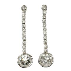 1920s Gorgeous Diamond Platinum Earrings 11