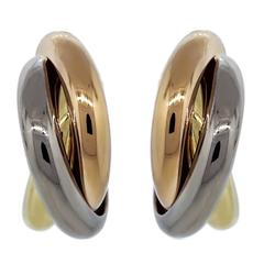 Cartier Tricolor Gold Trinity J Hoop Earrings