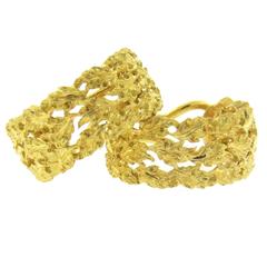 Buccellati Gold Leaf Motif Hoop Earrings 