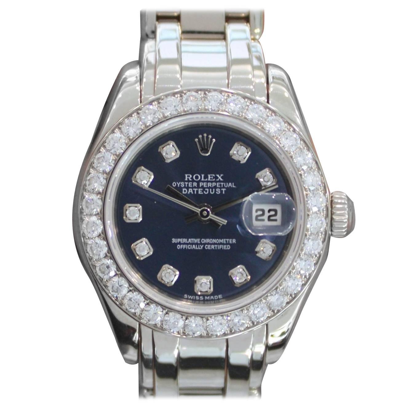 Rolex Lady's Pearlmaster White Gold Diamond Wristwatch Ref 80299