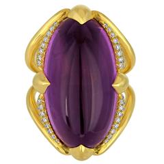 Amethyst Diamond Gold Ring 7