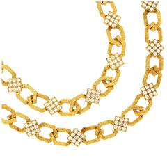 Vintage 1970s M. Gerard Diamond Gold Necklace