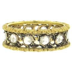 Vintage Buccellati Rose Cut Diamond Gold Wedding Band Ring