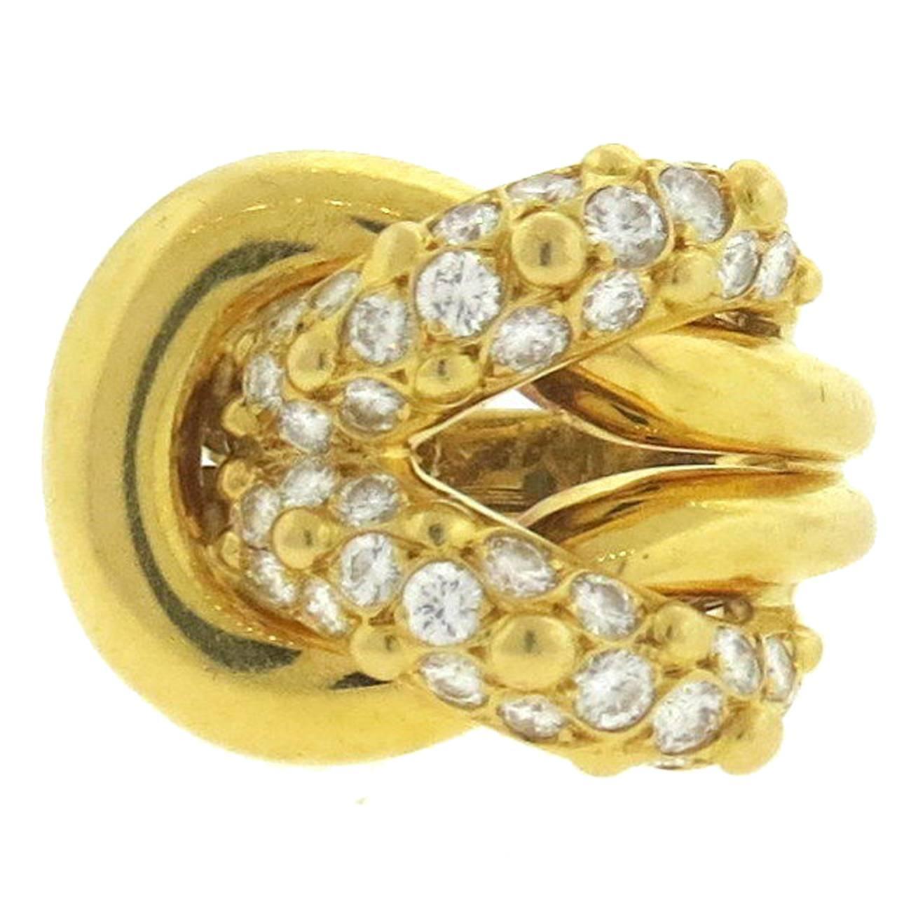 Van Cleef & Arpels Diamond Gold Knot Ring For Sale