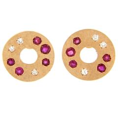 Jona Ruby Diamond Gold Stud Earrings 12