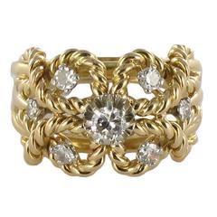 1960s Diamond Gold Cords Ring 4