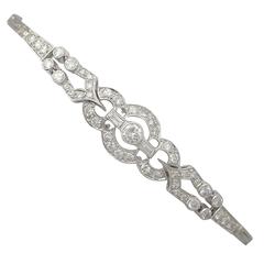 1.05Ct Diamond, 18k White Gold Bracelet - Vintage Circa 1930