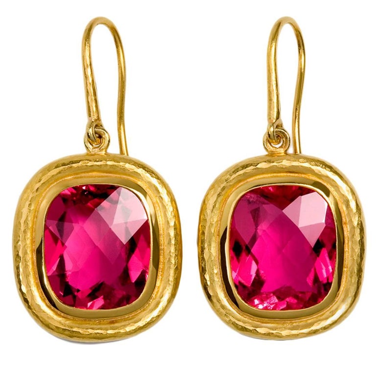 Colleen B. Rosenblat Rubellite Gold Earrings For Sale at 1stDibs