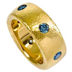 Colleen B. Rosenblat Blue Brilliant Cut Diamonds Gold Ring