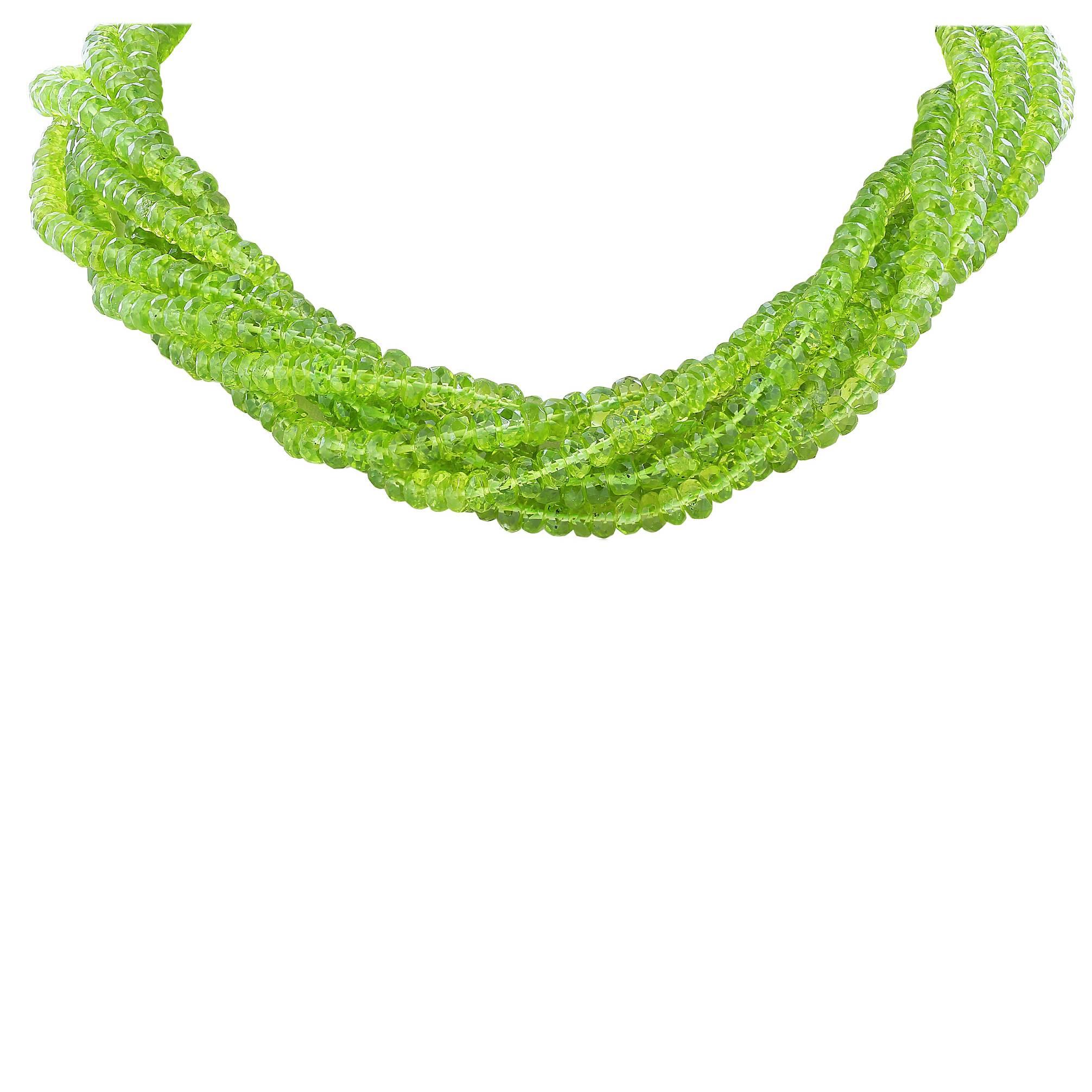 Peridot Six Strand Necklace For Sale