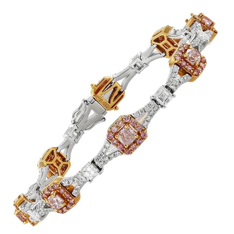 Diamond Two Color Gold Bracelet For Sale at 1stDibs
