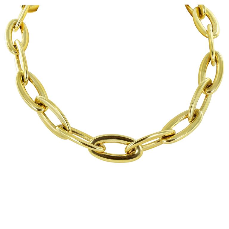 Gold Oval Link Necklace at 1stDibs