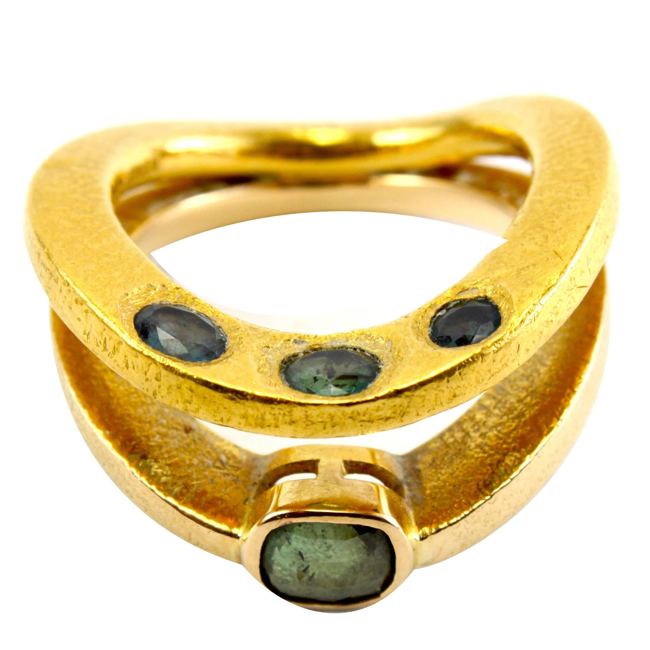 22K Textured Yellow Gold 1970s Biegel Alexandrite Ring