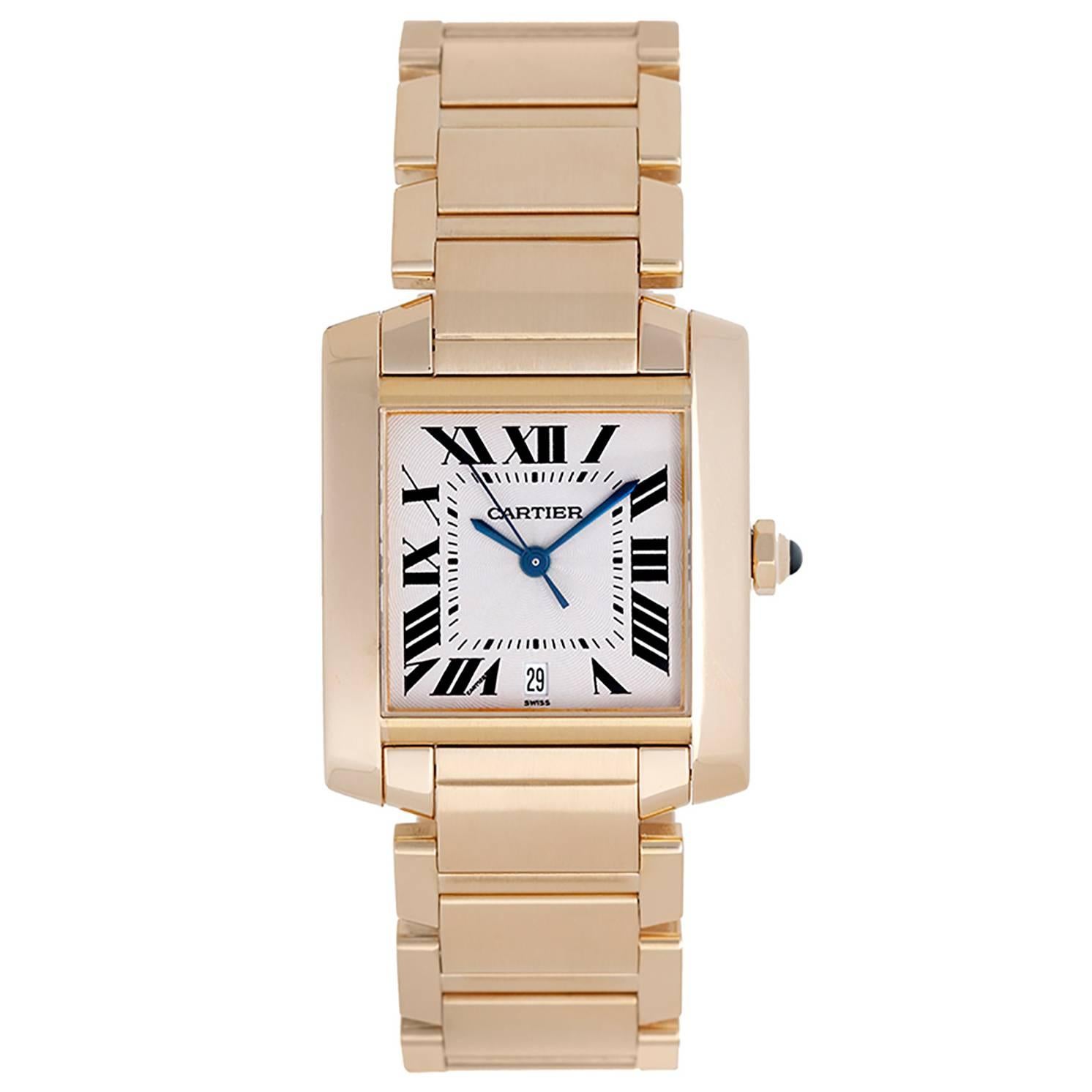 Cartier Yellow Gold Tank Francaise Date Automatic Wristwatch Ref W50001R2