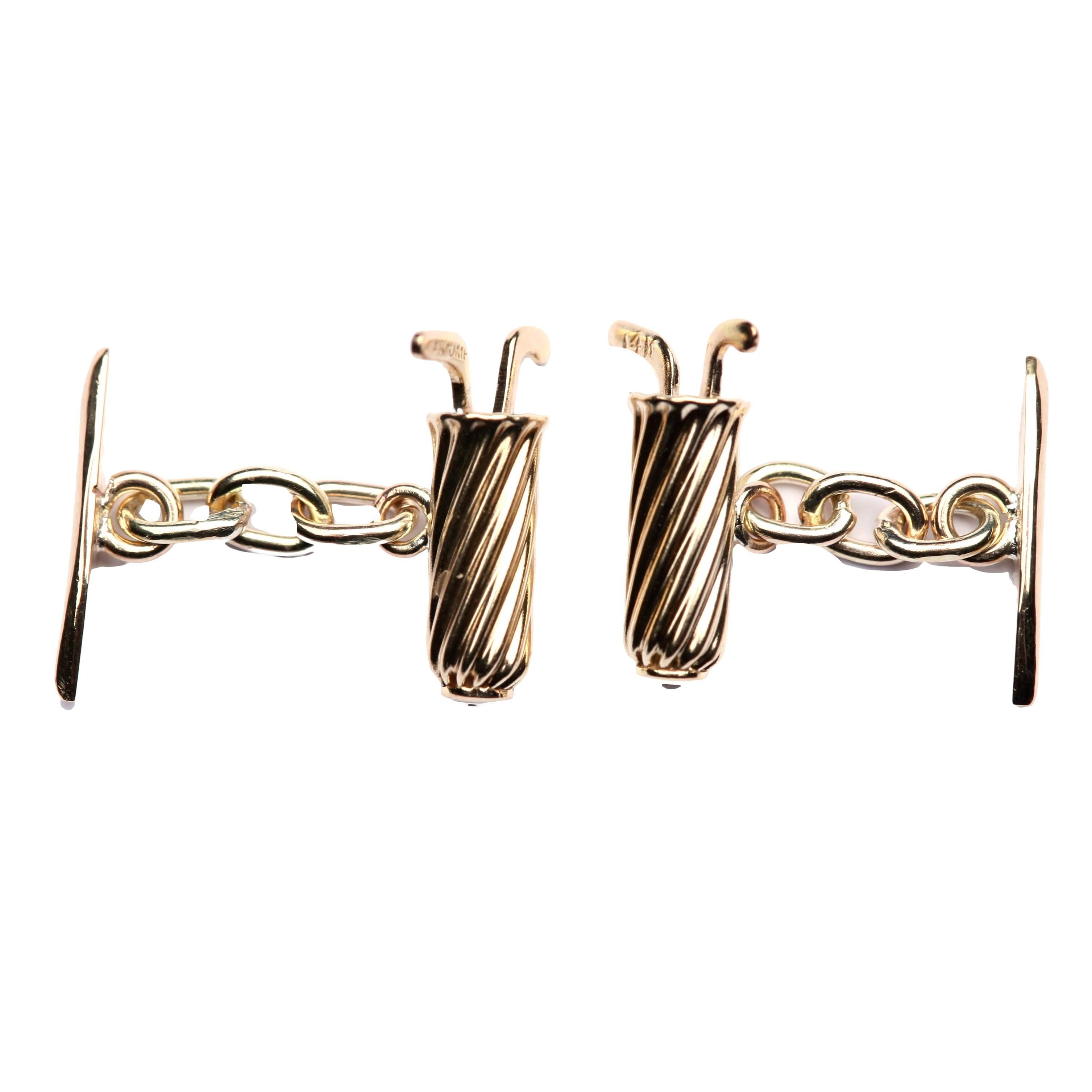 Gold Golf Bag Cufflinks  For Sale